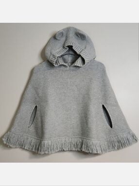 Baby GAP Grey Hooded Poncho, Size 4 ~ EUC